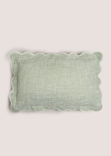 Green Scallop Edge Cushion