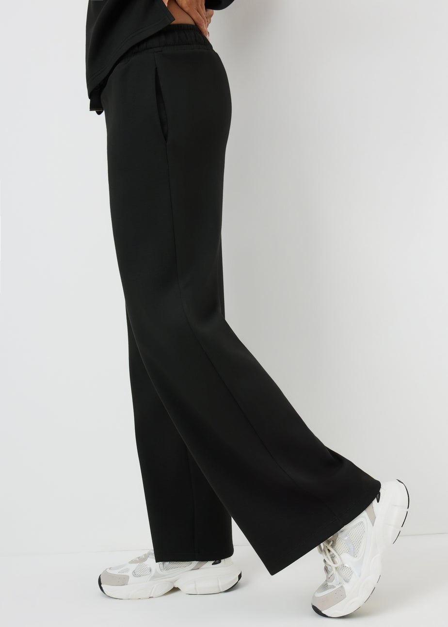 Papaya Petite Black Scuba Wide Leg Co Ord Trousers