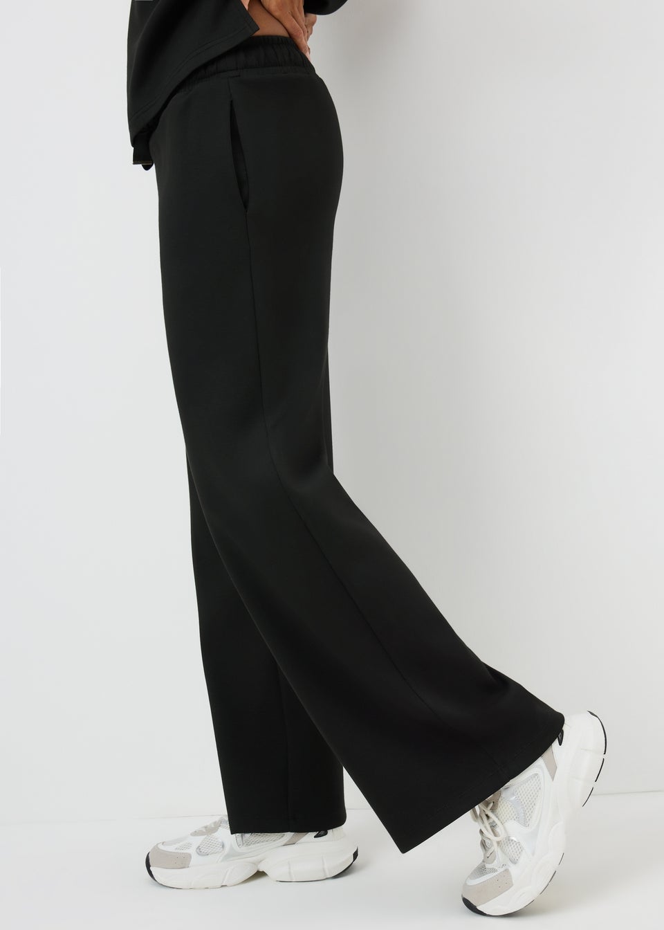 Papaya Petite Black Scuba Wide Leg Co Ord Trousers