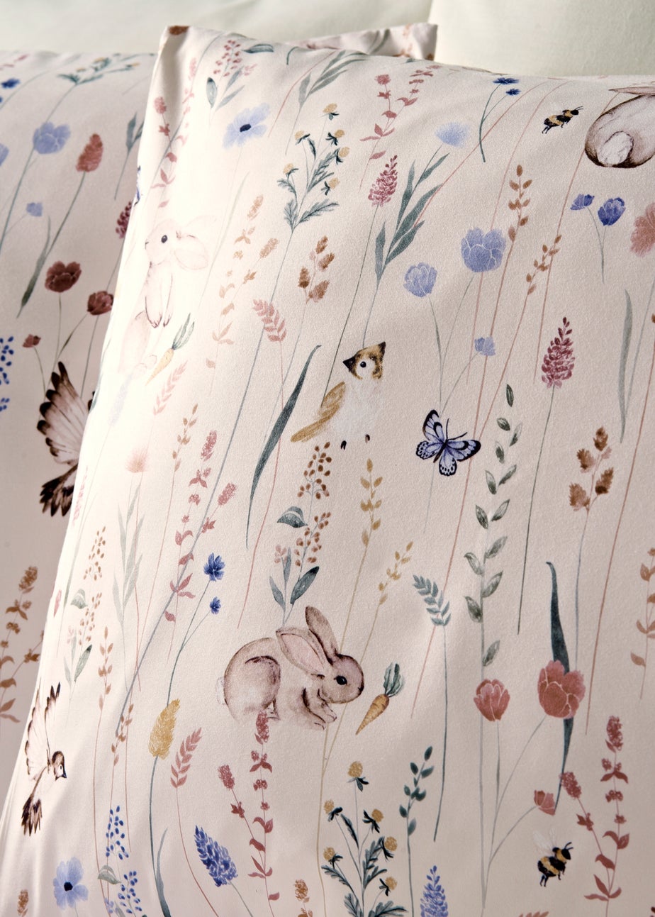 Pink Floral Bunny Duvet Set