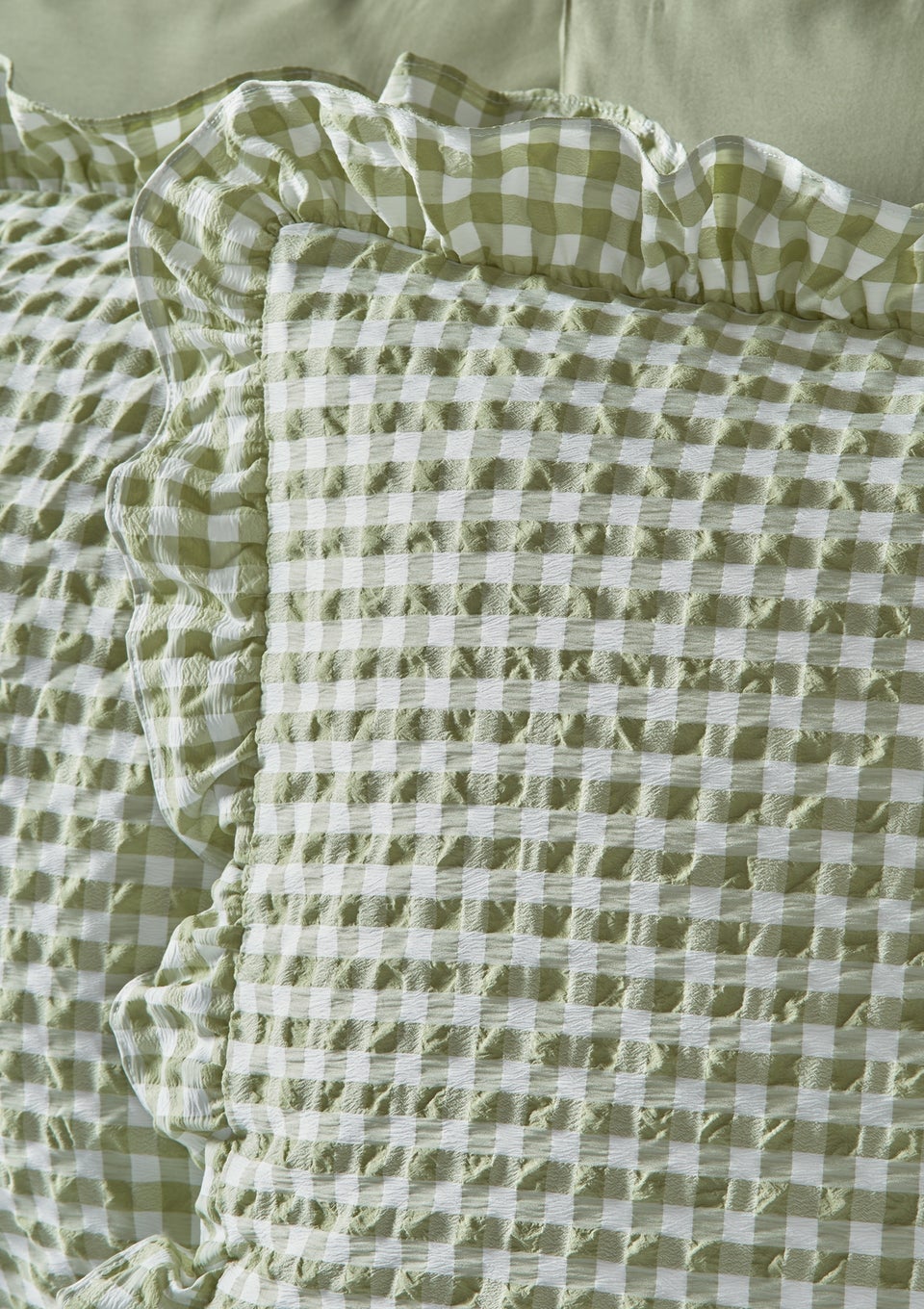 Green Gingham Seersucker Duvet Set
