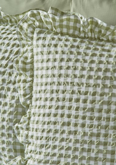 Green Gingham Seersucker Duvet Set