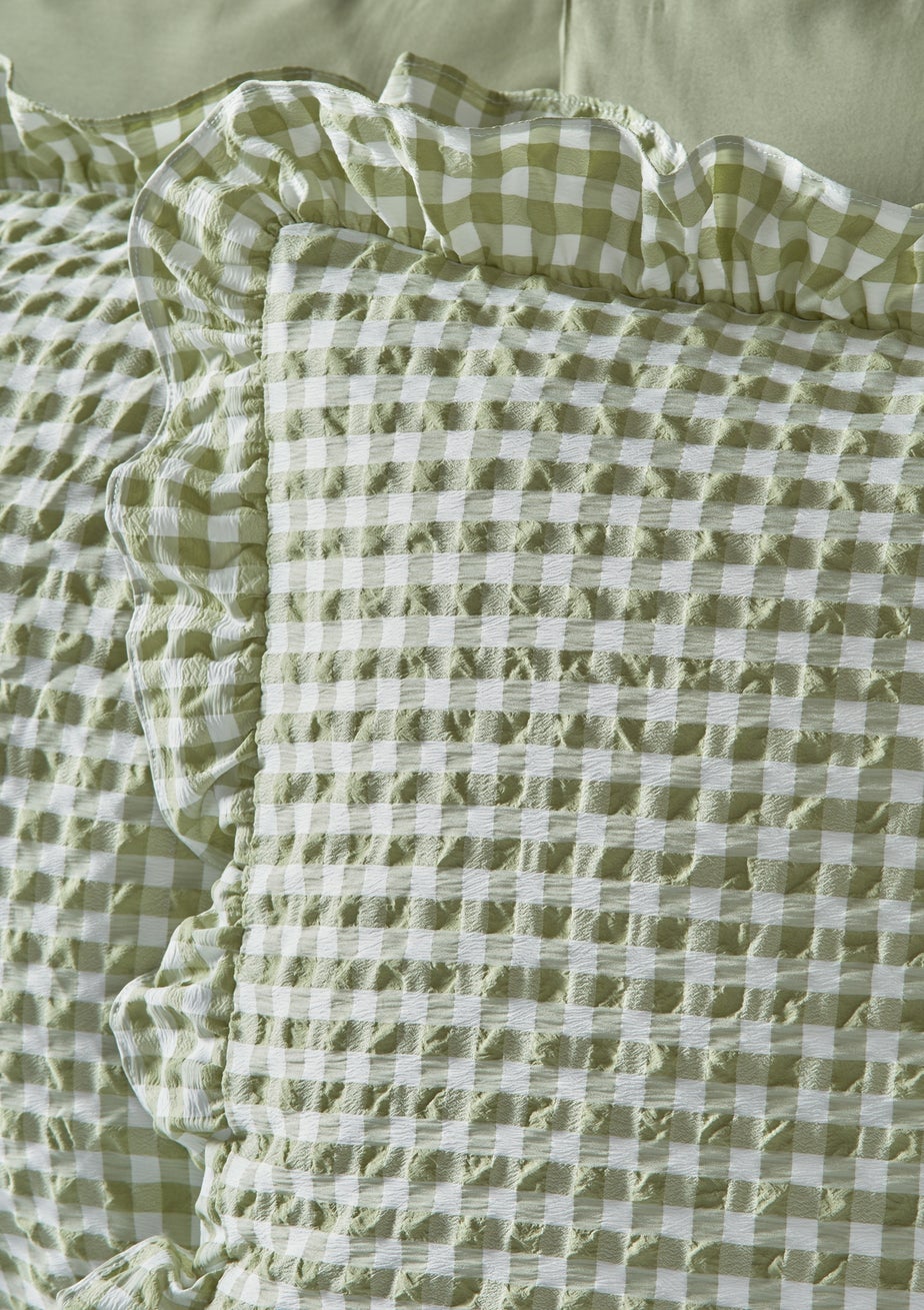 Green Gingham Seersucker Duvet Set