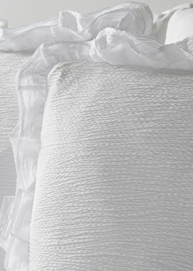 White Frill Textured Duvet Set