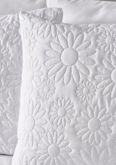 White Flower Quilted Duvet Set
