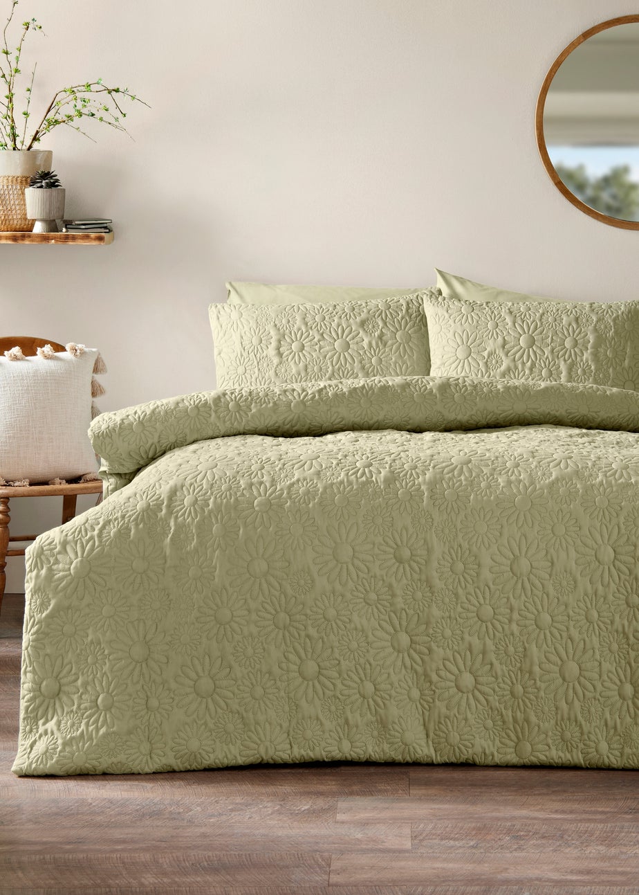 Green Flower Pinsonic Duvet Set