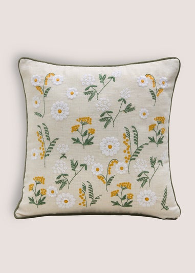 Embroidered Floral Cushion