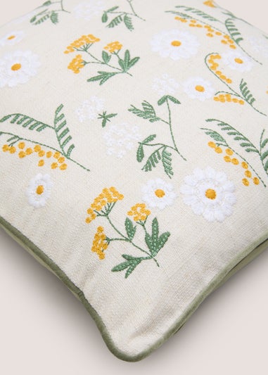Embroidered Floral Cushion