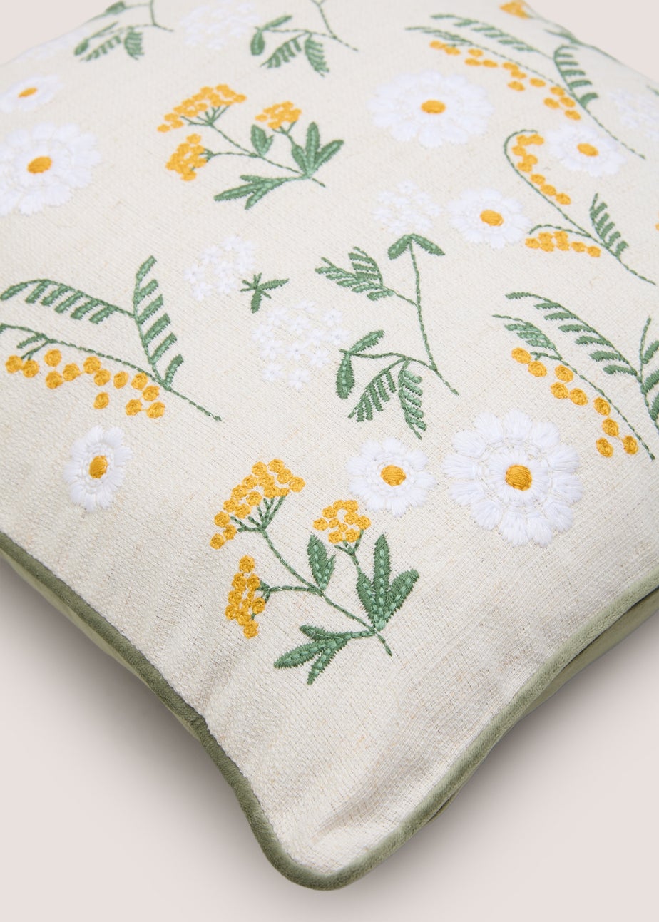 Embroidered Floral Cushion