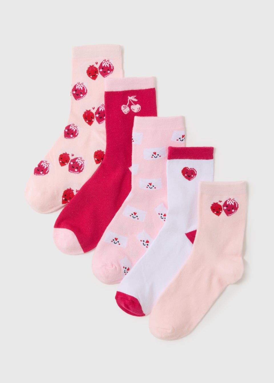 5 Pack Pink Valentine's Day Ankle Socks
