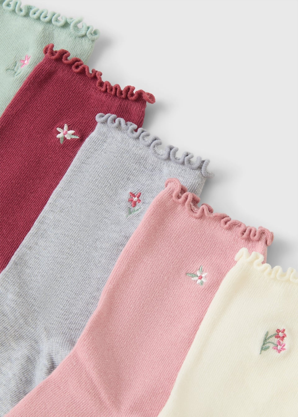 5 Pack Tonal Floral Frill Ankle Socks