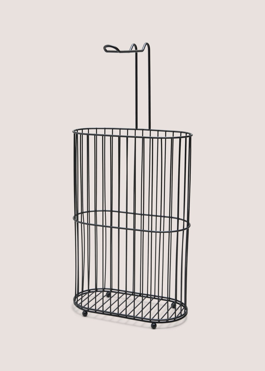 Black Metal Double Toilet Roll Holder