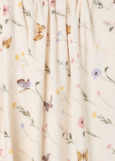 Cream Butterfly Floral Throw
