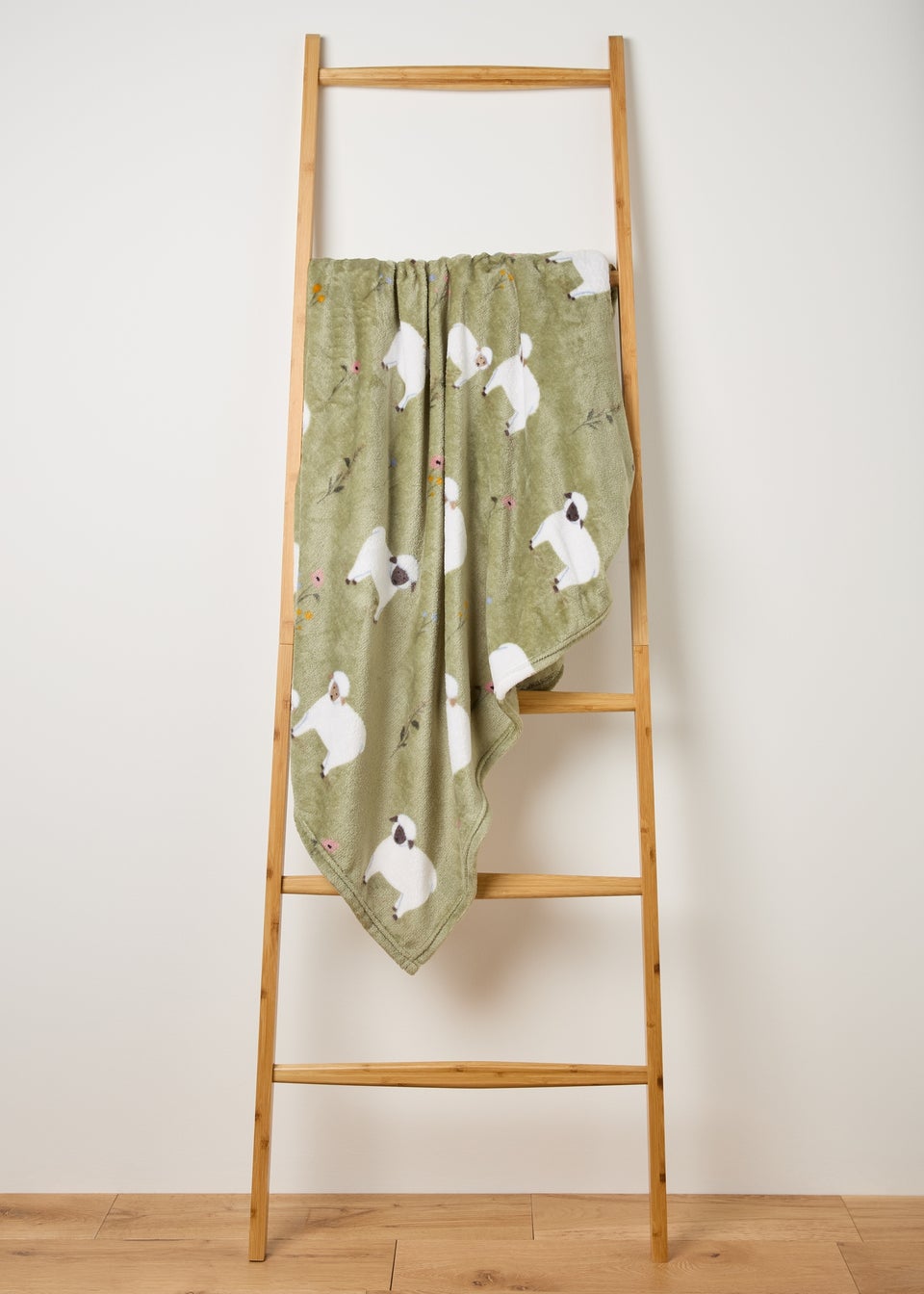 Green Sheep Print Fleece Throw