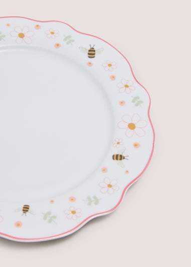White Spring Scalloped Dinner Plate