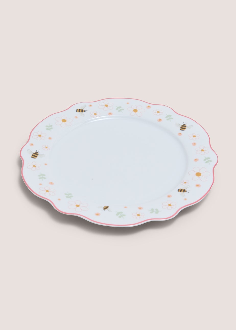 White Spring Scalloped Dinner Plate