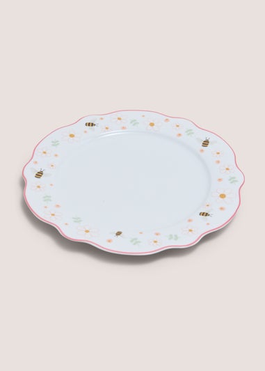White Spring Scalloped Dinner Plate