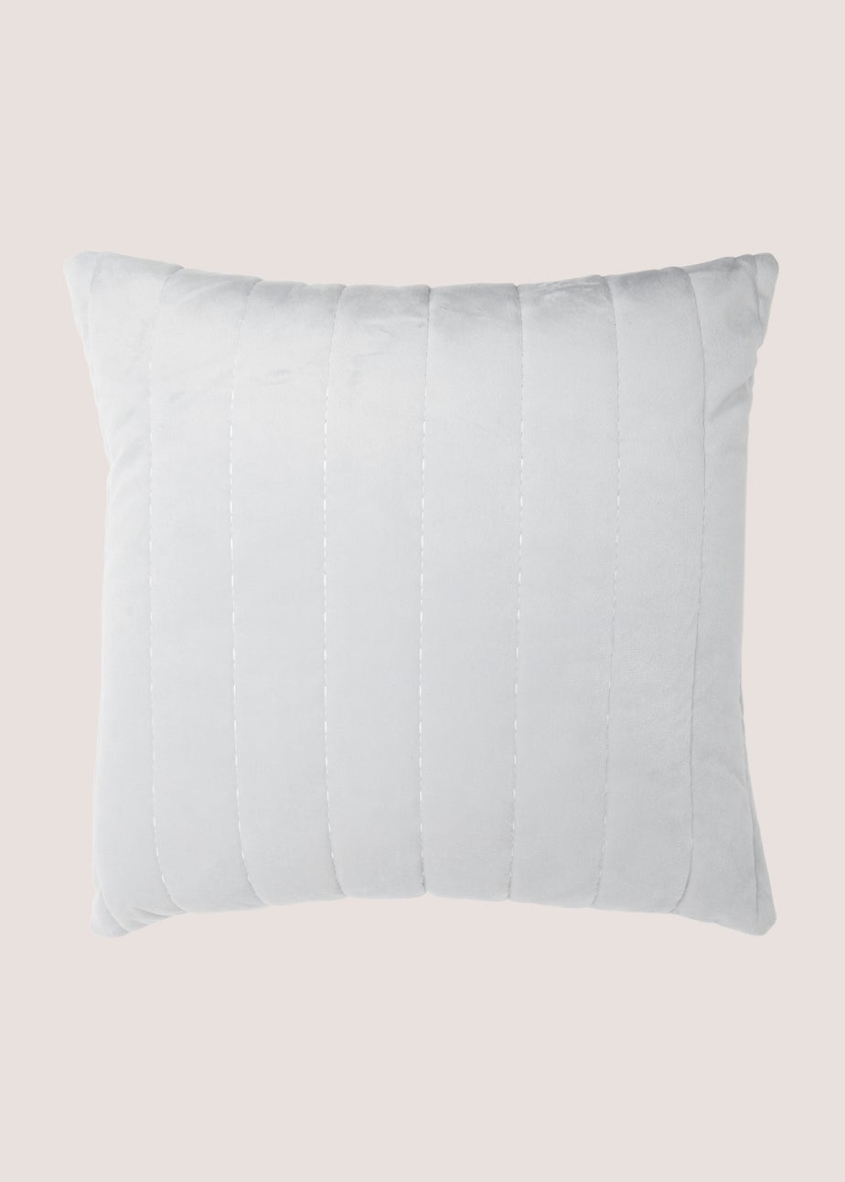 Grey Stabstitch Velvet Cushion