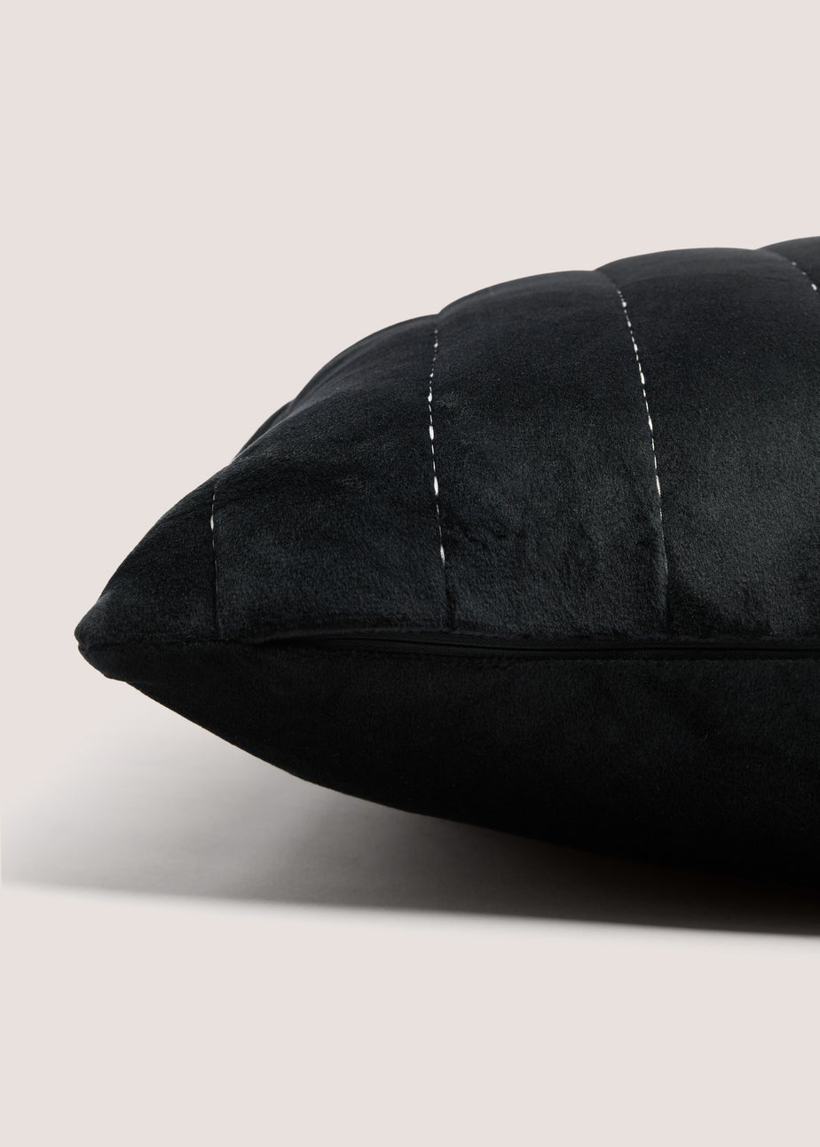 Black Stabstitch Velvet Cushion