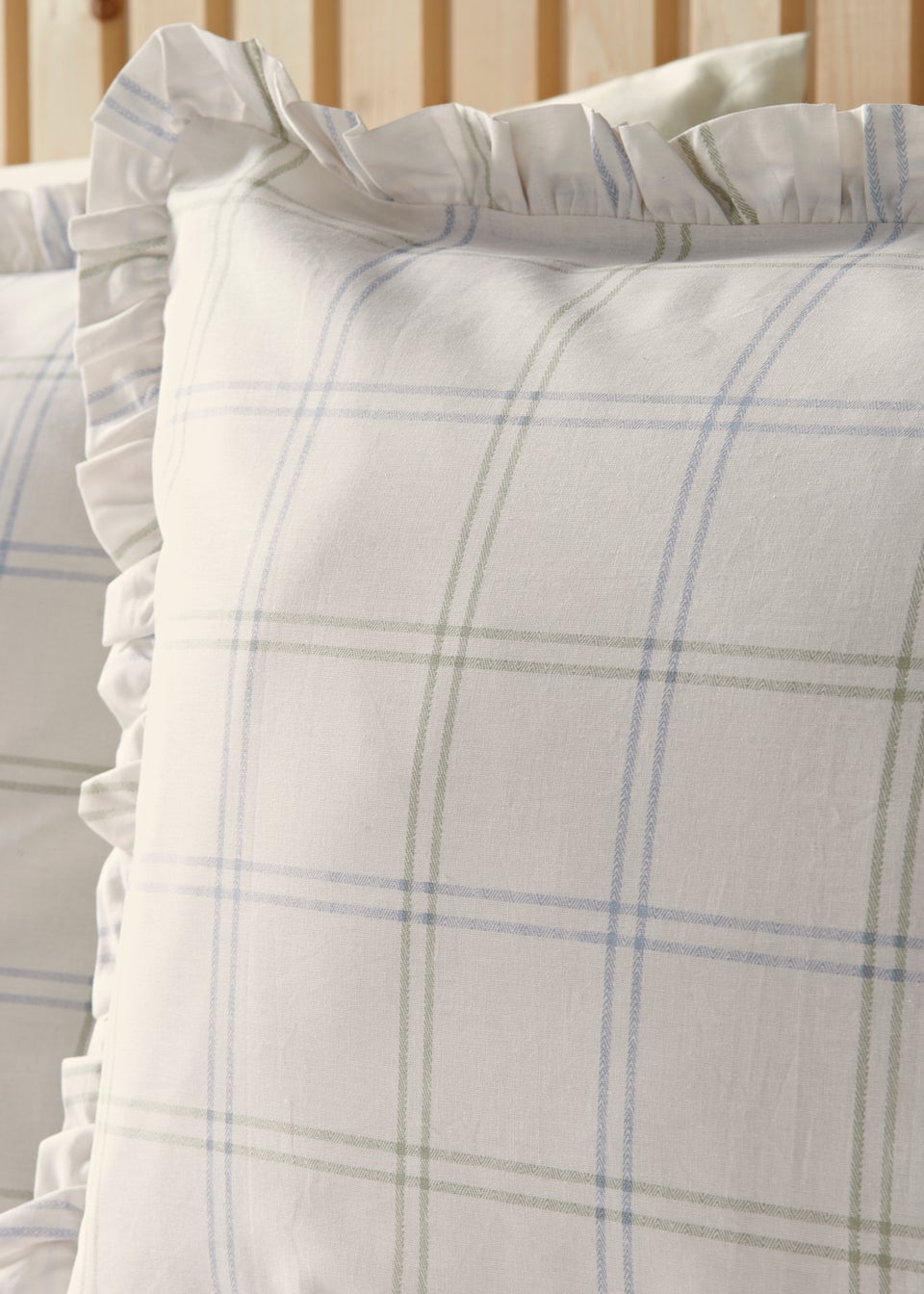 Green Grid Check Frill Duvet Set