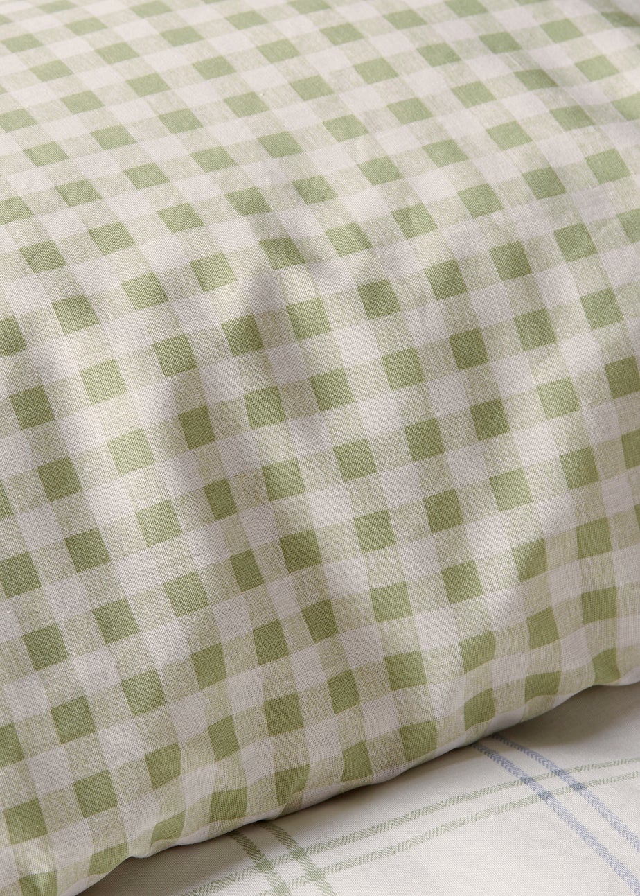 Green Grid Check Frill Duvet Set