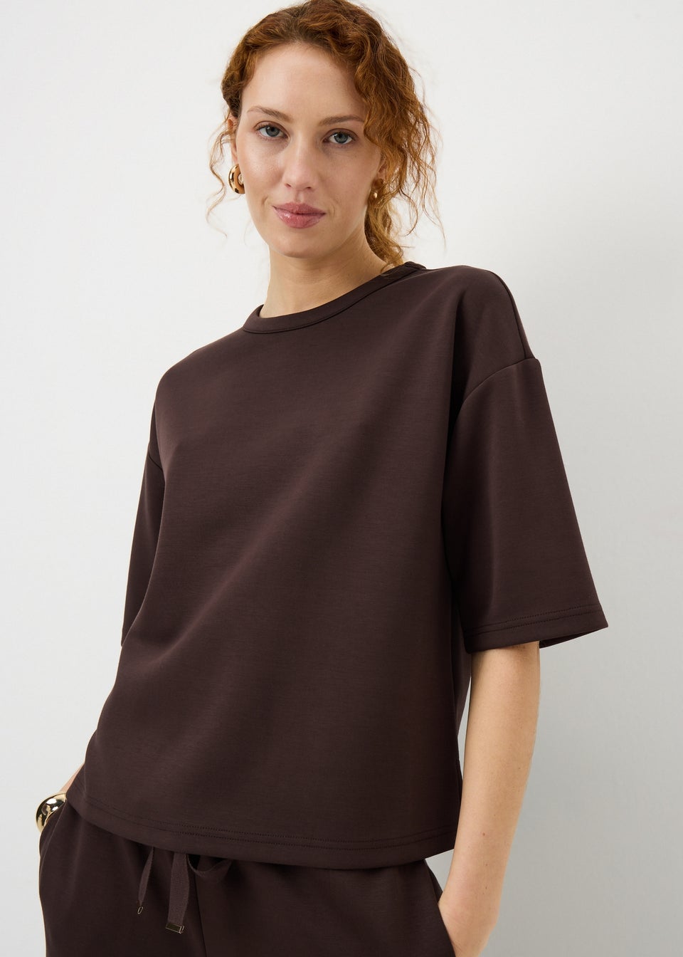 Chocolate Scuba Boxy Co Ord T-Shirt