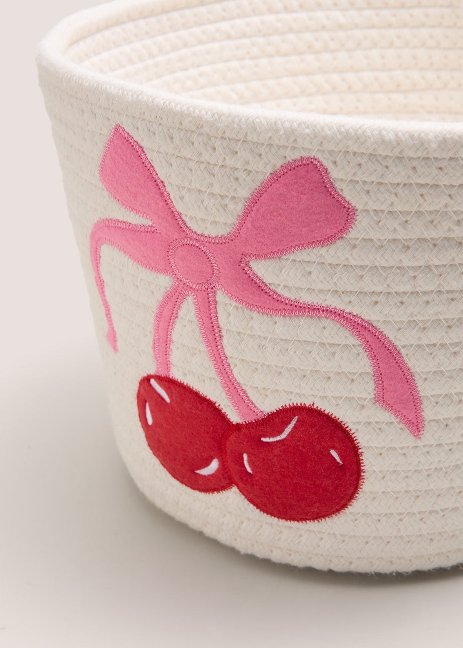 Cherry Embroidered Storage Basket