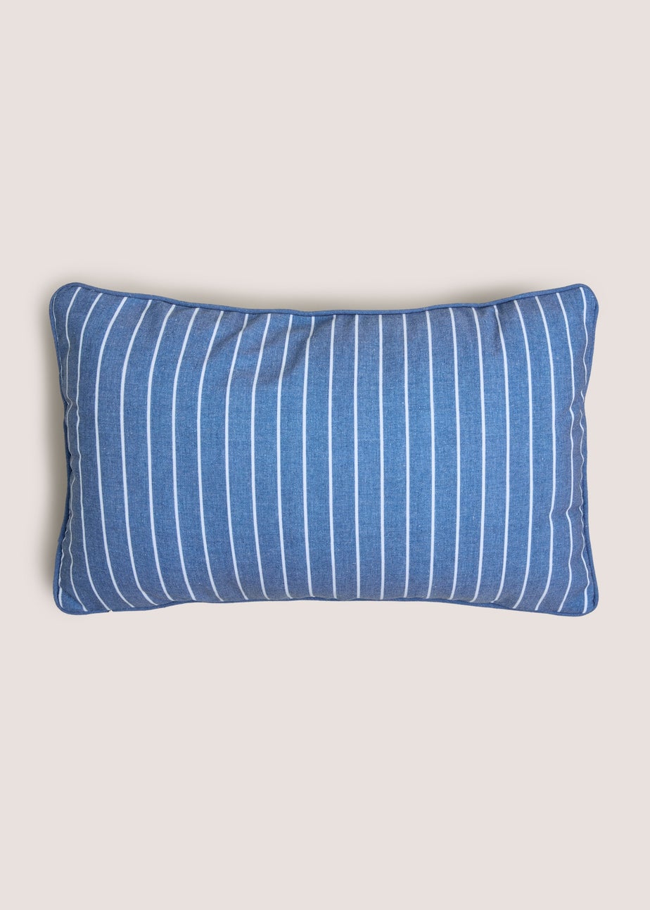 Blue Puffin Embroidered Cushion