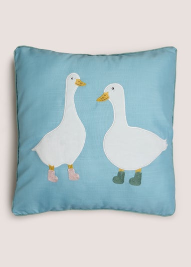 Blue Duck Embroidered Cushion