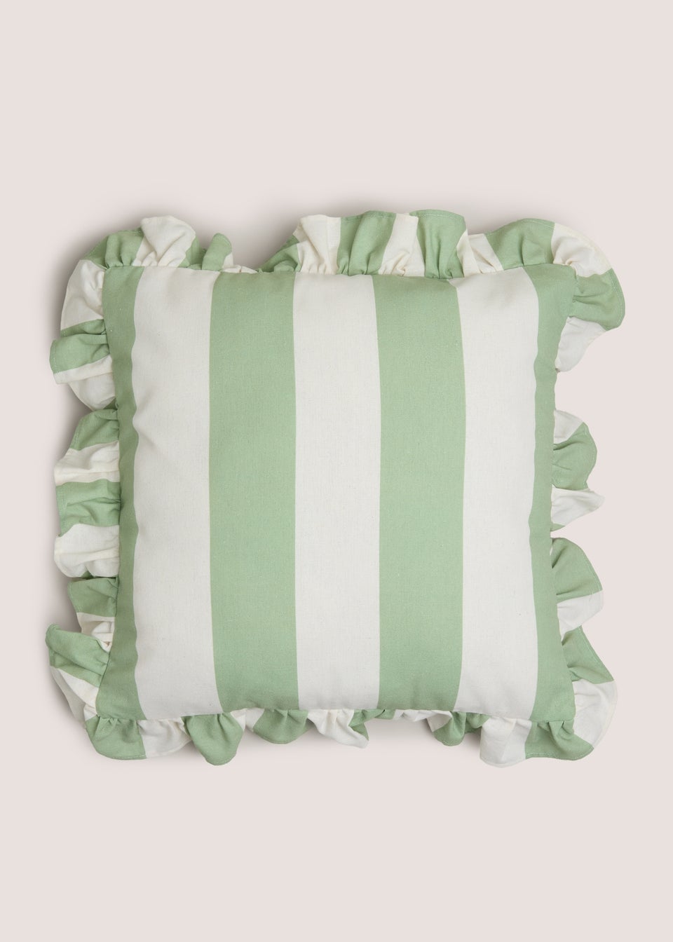 Green Stripe Frill Edge Cushion