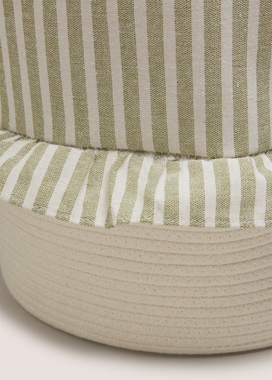 Green Stripe Laundry Basket