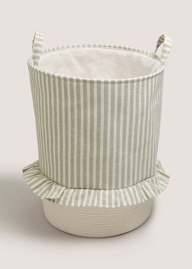 Green Stripe Laundry Basket