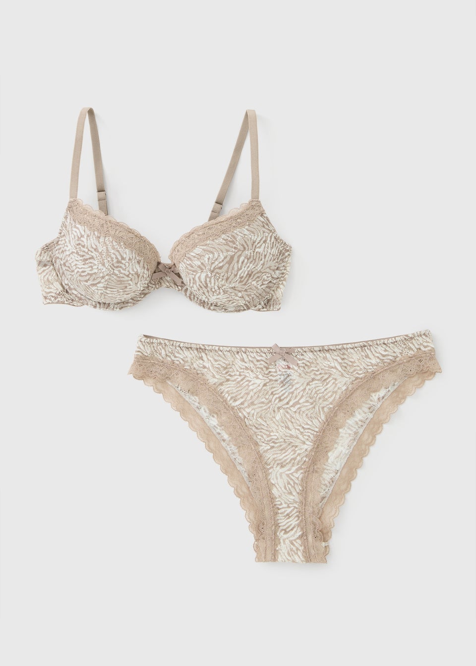 Brown Animal Print T-Shirt Bra & High Leg Knickers Set