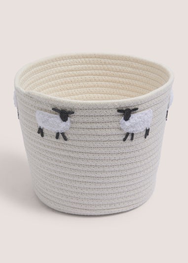White Sheep Small Storage Basket