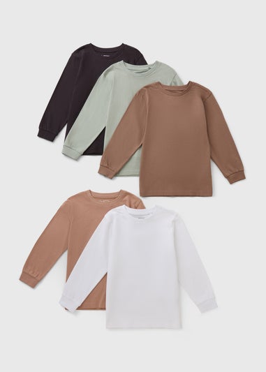 5 Pack Boys Multicolour Plain Tops (7-15yrs)