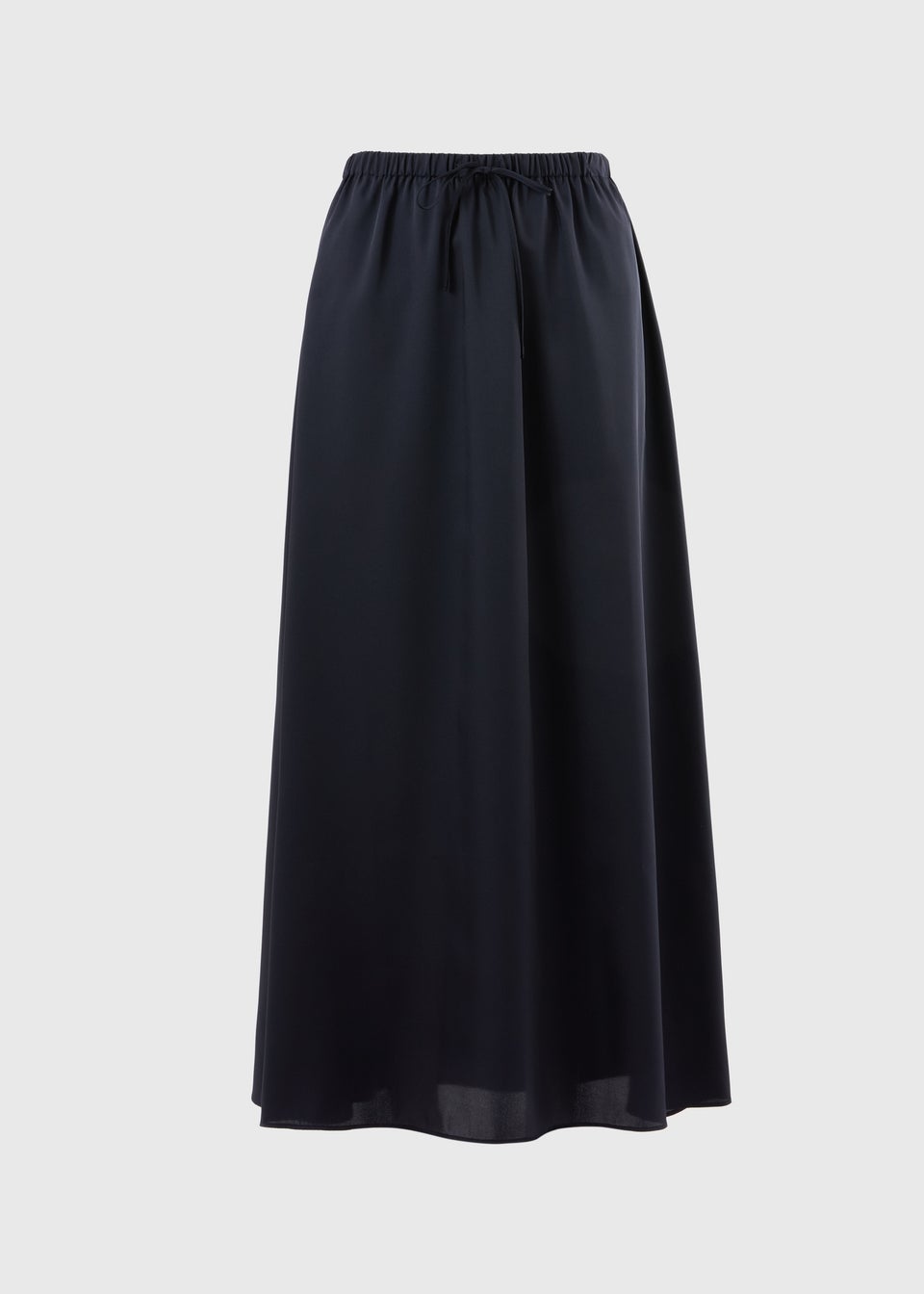 Navy Satin Drawstring Maxi Skirt