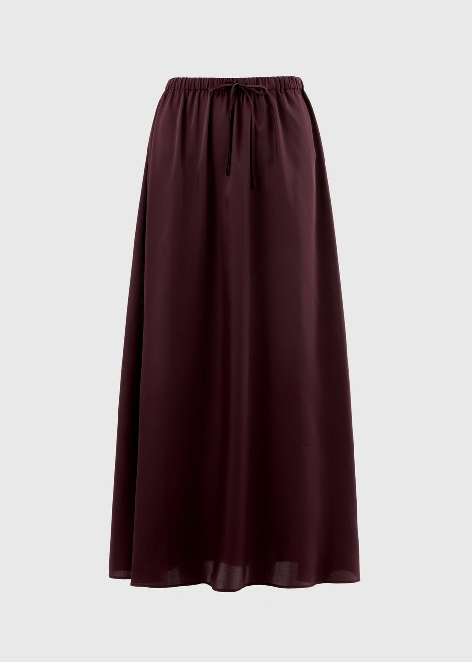 Burgundy Satin Drawstring Maxi Skirt