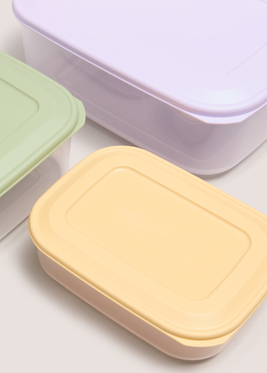 3 Piece Multicolour Rectangle Food Containers