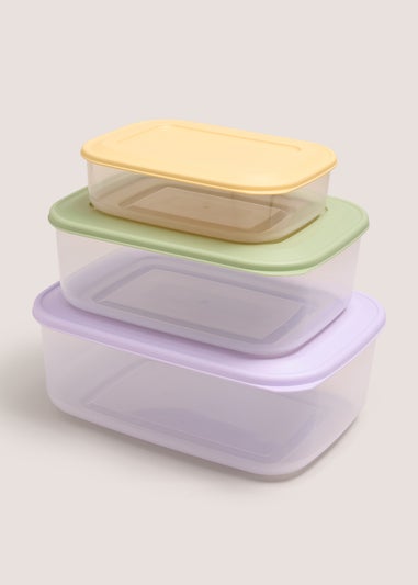 3 Piece Multicolour Rectangle Food Containers