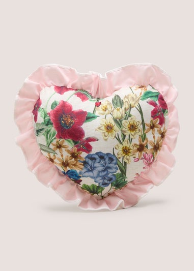 Floral Heart Frill Cushion