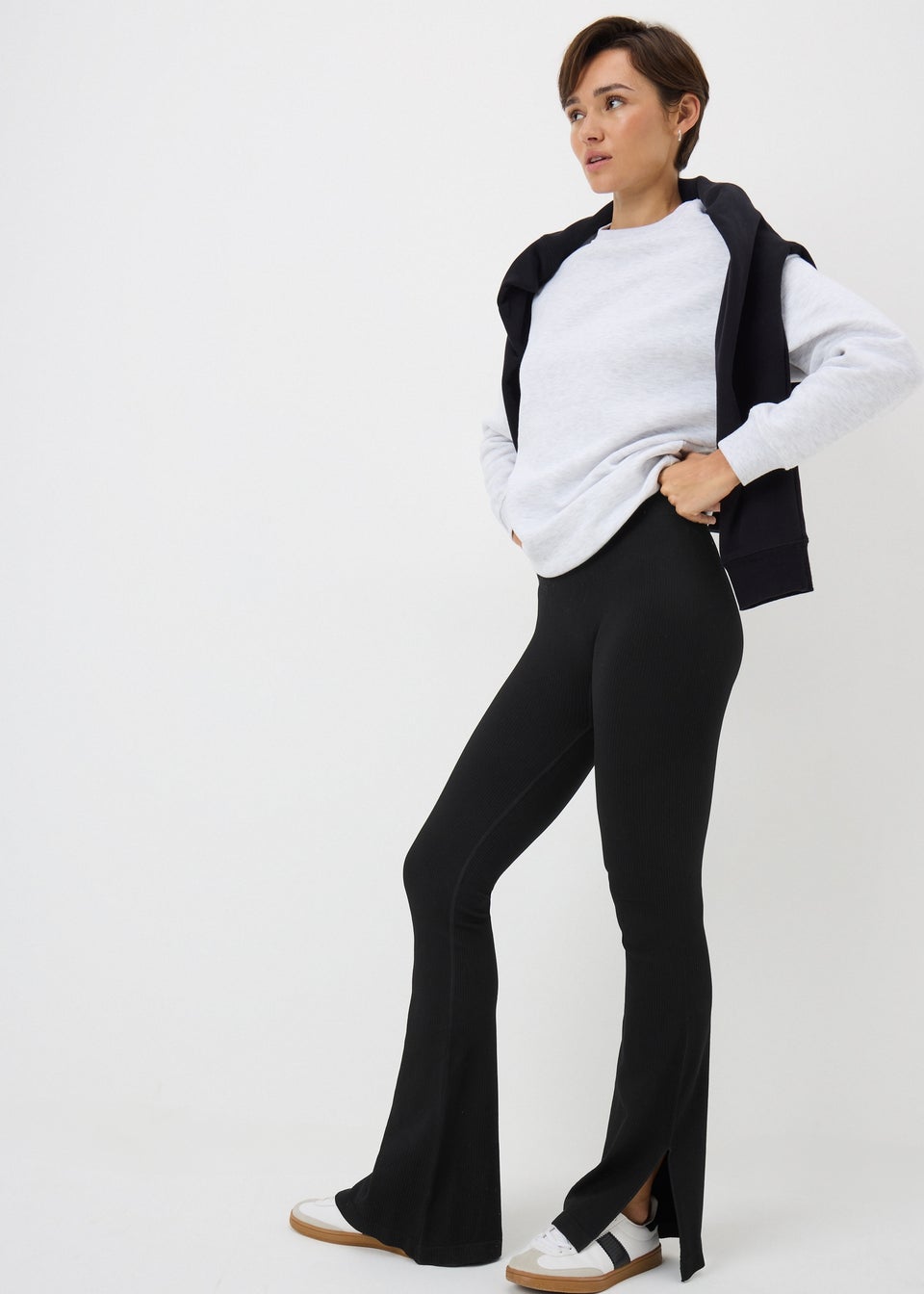 Black Washed Flare Leggings