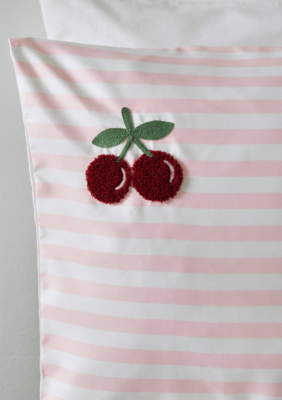 Pink Stripe Cherry Boucle Duvet Set