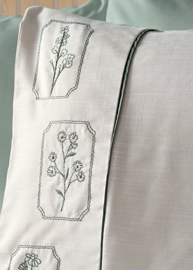 Natural Flower Embroidered Stamp Duvet Set