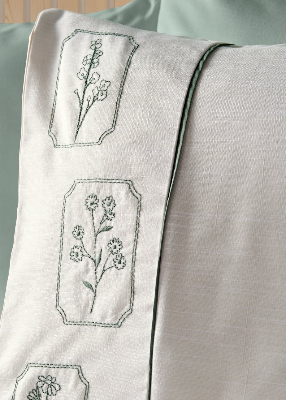 Natural Flower Embroidered Stamp Duvet Set