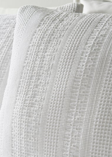 White Waffle Stripe Duvet Set