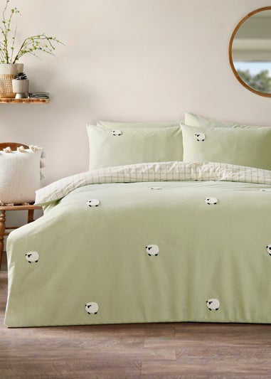 Green Boucle Sheep Duvet Set