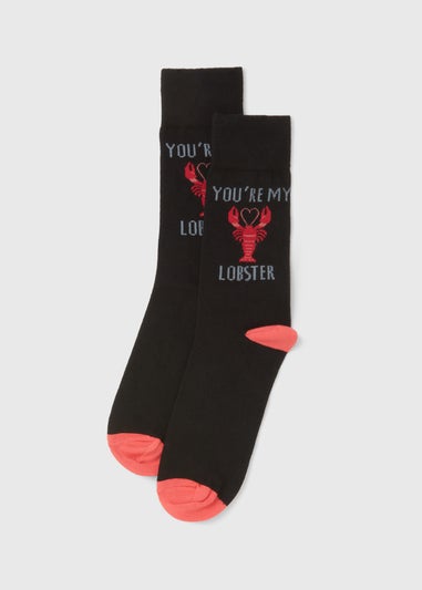Black 'You're My Lobster' Valentines Socks
