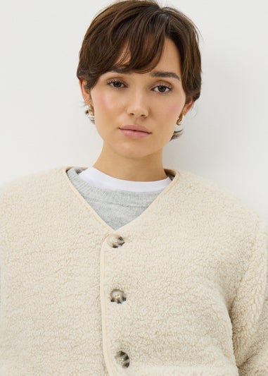 Cream Reversible Borg Jacket