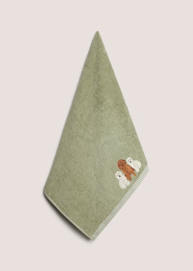 Green Cockapoo Embroidered Hand Towel