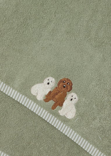 Green Cockapoo Embroidered Hand Towel